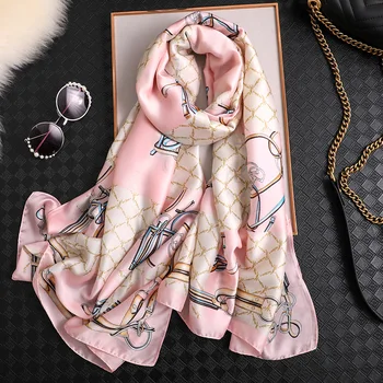 Brand de lux de designer eșarfă de mătase femei 2020 nou primavara-vara șaluri și împachetări moale lung pashmina foulard bandană doamnelor eșarfe