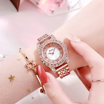 Brand De Lux Doamnelor Ceasuri Femei Ceasuri De Moda Roman Scară Doamnelor Cuarț Ceas Din Oțel Inoxidabil Ceasuri Femei Ceas De Diamant