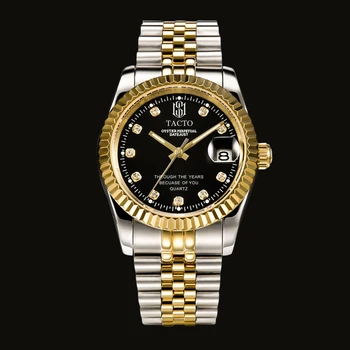 Brand de Top TACTO mens ceasuri rol stil ceas de aur cu diamante de cuarț omul ceas clasic din otel calendar impermeabil ceas de mână de sex masculin