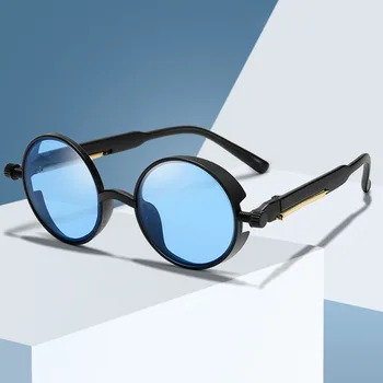 Brand Design Steampunk ochelari de Soare Femei Bărbați Vintage Rotund Punk Ochelari de Soare UV400 Shades Ochelari de Oculos de sol