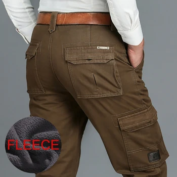 Brand Iarna Fleece Pantaloni Pentru Bărbați Cald Militare Lucru Mens Pantaloni Multi-Buzunar În Aer Liber De Înaltă Calitate Mult Tactic Pantaloni Barbati