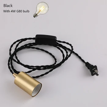 Brass Plug-In Swag Pandantiv Lumina Soclu E27 Cu 7 Picioare Set Cablul de alimentare Și În-Comutator de Linie Industrială de Epocă DIY Agățat de Iluminat