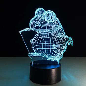 Broasca Forma Vizuale 3D Lampa de Noapte cu Baterii Nightlights Touch Comutator LED de Dormit pentru Copii Cameră Noptiera Luminaria Deco Lumini