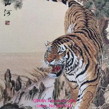 Brocart pictura mătase rafinat broderie mașină pictura, broderie tigru pictura jos de pe munte tigru weizhen munte o