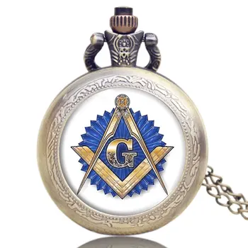 Bronz Ceas de Buzunar Masonice Free-mason de Lanț Colier Bijuterii de Epocă Ceas de Cadouri Pentru Barbati, Femei Retro Relogio De Bolsillo