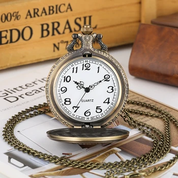 Bronz de epocă ceas de buzunar Retro Punk Abur Van Mașină de Epocă Lanț de Cuarț Locomotiva Pandantiv Ceas de Buzunar Cadou reloj bolsillo