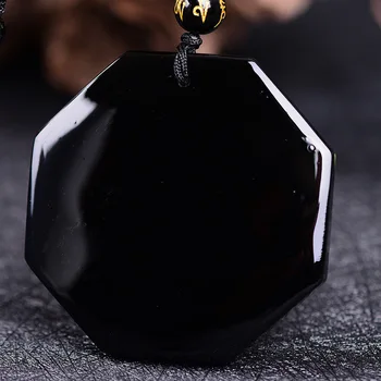 Bruce Accepta Picătură De Transport Maritim Naturale Obsidian Negru Sculptat De Mână Chineză Taiji BaGua Norocos Energie Colier Pandantiv Moda Bijuterii