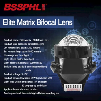 BSSPHL Masina Retrofit lumina 3.0 inch Auto faruri Dublu convex de înaltă definiție matrix LED dublu obiectiv lumina modificare masina
