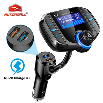 BT70 Transmițător FM Radio Auto Bluetooth Kit Dual USB QC3.0 Wireless MP3 Player Adaptor Încărcător Hands-free BT Tuner FM Modulator