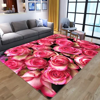 Bucurie Romantic Ziua Îndrăgostiților Covoare pentru camera de zi Acasă Covorul Roșu Trandafir Flori Imprimate 3D Dormitor Zonă de Covor Hol Mat
