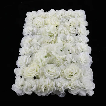 Bucăți de 3 Flori de Mătase Panou de Perete Mat pentru Locul de Nunta Aranjament Floral DIY Centerpieces Crema 40 x 60cm