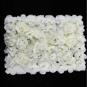 Bucăți de 3 Flori de Mătase Panou de Perete Mat pentru Locul de Nunta Aranjament Floral DIY Centerpieces Crema 40 x 60cm