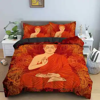 Buddha Set de lenjerie de Pat Queen Regele Lenjerii de pat Pentru Casa 3D Imprimate Carpetă Acopere Cu fata de Perna 2/3Pcs de Lux Textile