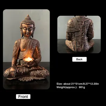Buddha Suport Lumanare Cu Suport Pentru Lumânările Pastilă Decorative Suport De Lumină Ceai Statuie Rasina De Artizanat