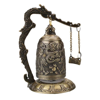 Budismul Templu Alamă Cupru Dragon Ceas Bell Sculptat Statuia Buddha Lotus Budismul Arte Statuie Ceas Acasă Decorative