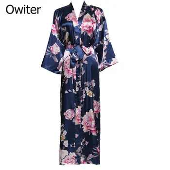 Bujor Timp Florale Halat Kimono de Mireasa Pură Satin de Mătase, Halat de baie Seara rochii de Mireasa rochii de domnisoarele de Onoare si Mireasa Sleepwear