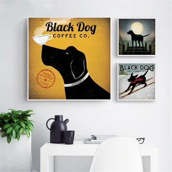 Bull Dog Schi Epocă Poster Canvas Printuri De Imagini De Perete Tablou Abstract, Animale, Câine Negru Cuadros Decoracion Picătură De Transport Maritim