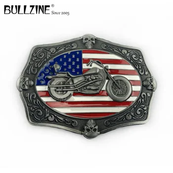 Bullzine en-gros din aliaj de zinc cu motor catarama US flag catarama cositor termina FP-01207-1 Lux de cowboy, blugi catarama