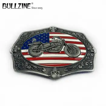 Bullzine en-gros din aliaj de zinc cu motor catarama US flag catarama cositor termina FP-01207-1 Lux de cowboy, blugi catarama