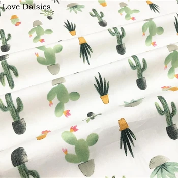 Bumbac diagonal pânză de desen animat VERDE cactus cu flori punct de câmpie verde inchis material pentru DIY foaie lenjerie de pat rochie mozaic decor