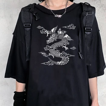 Bumbac Dragon femme haine streetwear Hip hop femei t shirt coreeană stil Harajuku y2k topuri scadere gotic Supradimensionat graphic tee