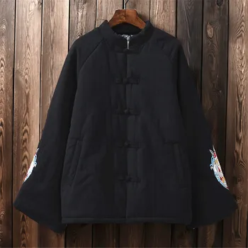 Bumbac lenjerie de pat și haine pentru femei de iarnă de bumbac captusit haina vintage negru uza broderie retro veste calde topuri