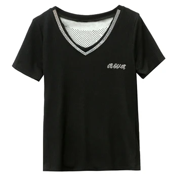 Bumbac Nouă Femei T-shirt Casual Backless Topuri Transparente Tee Vara Femei tricou Maneca Scurta Pentru Femei Îmbrăcăminte T05213B