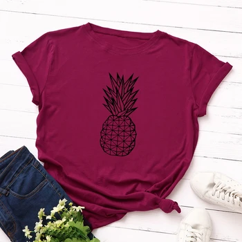 Bumbac Plus Dimensiune S-5XL Femei T-shirt Graphic Tricouri Femei Tricouri Topuri de Vara Ananas Tipărite Amuzant Tricou Fructe Tee Top