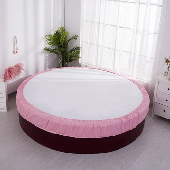 Bumbac pur rotund montate foaie de stil european roz cearceaf pentru saltea pat rotund acasă lenjerie de pat foaie cu diametrul de 200/220 cm #sw