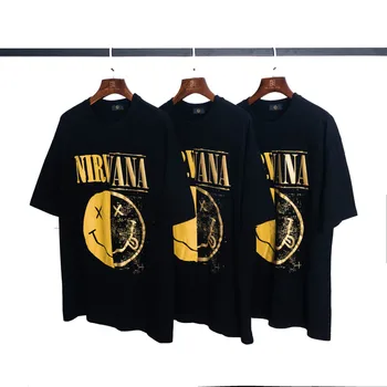 Bumbac Tricou Femei Barbati Unisex Nirvana Print T Shirt Zâmbet Fata Bărbați Tricou de Vara cu Maneci Scurte T-shirt Vintage Rock ' n ' Roll Tee