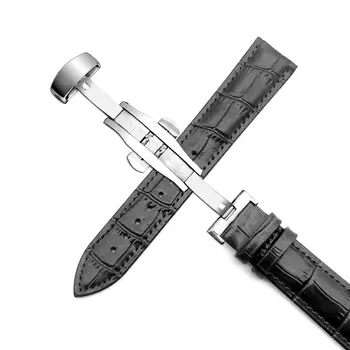 BUMVOR 18-24mm Femei Bărbați Ceas Trupa Curea Fluture Model Deployant Incuietoare Cataramă+Piele Watchband Correas de reloj
