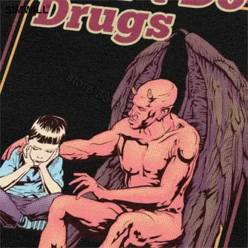 Bun Lucifer Sloganul Tricou Barbati din Bumbac Satana Citat nu Face Medicamente Tricou cu Mânecă Scurtă Umor Demon Devil Teuri de Creație T-shirt
