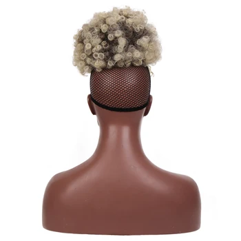 BUQI Mare de Puf Afro Pervers Cret Sintetice Coc cu Breton Cordon Scurt Afro Coada de cal Clip pentru Femei Extensie de Păr