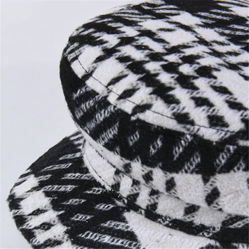 BUTTERMERE Alb-Negru Carouri Capac de vânzător de ziare Lână Pălărie de Iarnă pentru Femei Lână de Designer de Brand Retro Casual sex Feminin Falt Capac