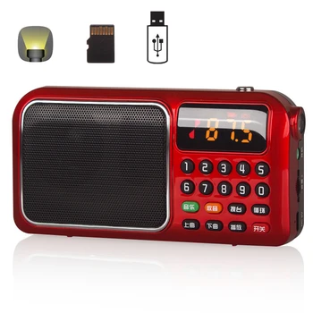 Buzunar Radio FM Radio Mini Portabile Reîncărcabile Receptor Radio Difuzor cu Lumina Flash Suport USB, Card TF Muzica de pe MP3 Player