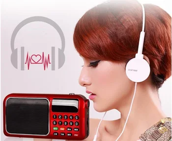 Buzunar Radio FM Radio Mini Portabile Reîncărcabile Receptor Radio Difuzor cu Lumina Flash Suport USB, Card TF Muzica de pe MP3 Player