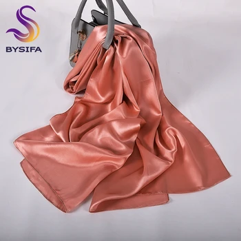 [BYSIFA] Nou Solid de Culoare Eșarfă de Mătase Șal Doamnelor Moda de Lux, Pur de Mătase Eșarfe Lungi de Vară pe Plajă Șal de Acoperire-up-uri de Brand