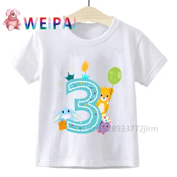Băiat și Fată de Desene animate de Ziua Numărul 3 de Imprimare T-shirt Copii Sunt 3 Cadou Amuzant Tricou Copil de 3 Ani Tricou Copii Prezenți Topuri