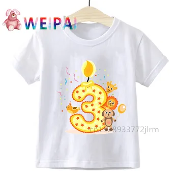 Băiat și Fată de Desene animate de Ziua Numărul 3 de Imprimare T-shirt Copii Sunt 3 Cadou Amuzant Tricou Copil de 3 Ani Tricou Copii Prezenți Topuri