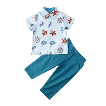 Băiatul Haine 2 BUC Copilul baietel de Vară Haine Formale Domn Maneci Scurte Topuri Tricou+Pantaloni de Costum Dimensiunea 2-6Y