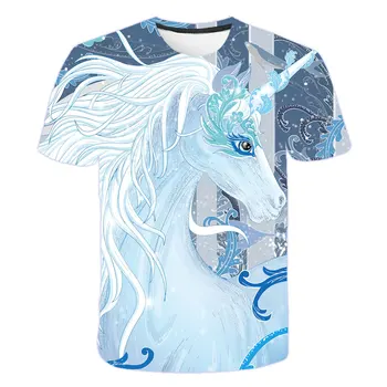 Băiatul Unicorn Tricou de Vara Băiat Topuri Tricouri Imprimate 3D Haine tricouri Kawaii Rece Maneca Scurta Casual Purta haine de băieți 4-14T