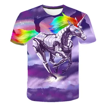 Băiatul Unicorn Tricou de Vara Băiat Topuri Tricouri Imprimate 3D Haine tricouri Kawaii Rece Maneca Scurta Casual Purta haine de băieți 4-14T