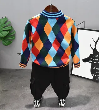 Băiețelul de primavara Toamna Haine baieti Haine de Bumbac Set Pentru Copil Tricot pulover + pantaloni Casual 2 buc Moda Copii Costum Sport