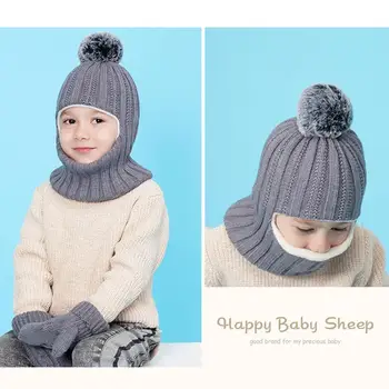 Băiețelul pălărie Pentru fete de iarna tricotate pentru copii pălării beanie pălărie eșarfă garnitură capac de cald eșarfă de catifea cu copii baby piesă de pe T3H8