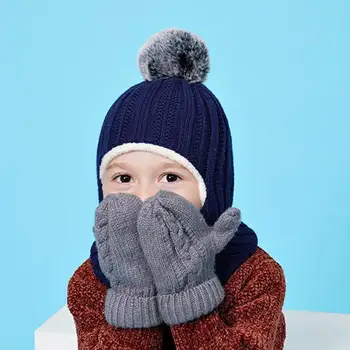 Băiețelul pălărie Pentru fete de iarna tricotate pentru copii pălării beanie pălărie eșarfă garnitură capac de cald eșarfă de catifea cu copii baby piesă de pe T3H8