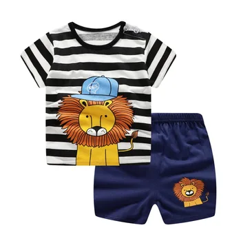 Băieți copii Haine Seturi de Primăvară-Vară de Moda de petrecere a timpului Liber Leu tricou +pantaloni Scurți de Plajă Copil Nou-născut Fete Haine Copii Costum Bebes