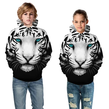 Băieți Și Fete Drăguț Yin Yang Alb Negru Animal Cap De Tigru De Imprimare Tricouri Copii Moda Hanorace 2020 Toamna Copii Pulover Topuri