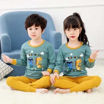 Băieții mari Pijamale Fete Dinozaur Bumbac Maneca Lunga de Pijama pentru Copii Toddler Haine Copii Pijamale 2 buc Set Pijama Pijama Bebes
