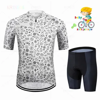 Băieții supradimensionate KR INEOS ciclism jersey costum respirabil haine de vară în alb și negru, băieți și fete