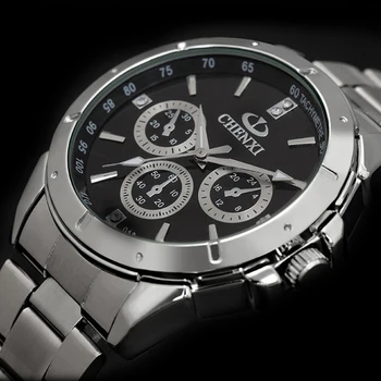 Bărbați Ceas de Argint din Oțel Inoxidabil Curea Cuarț Ceasuri de mână de Brand de Top de Lux Relogio Masculino Calendar Ceas 4Color Dial Ceasuri